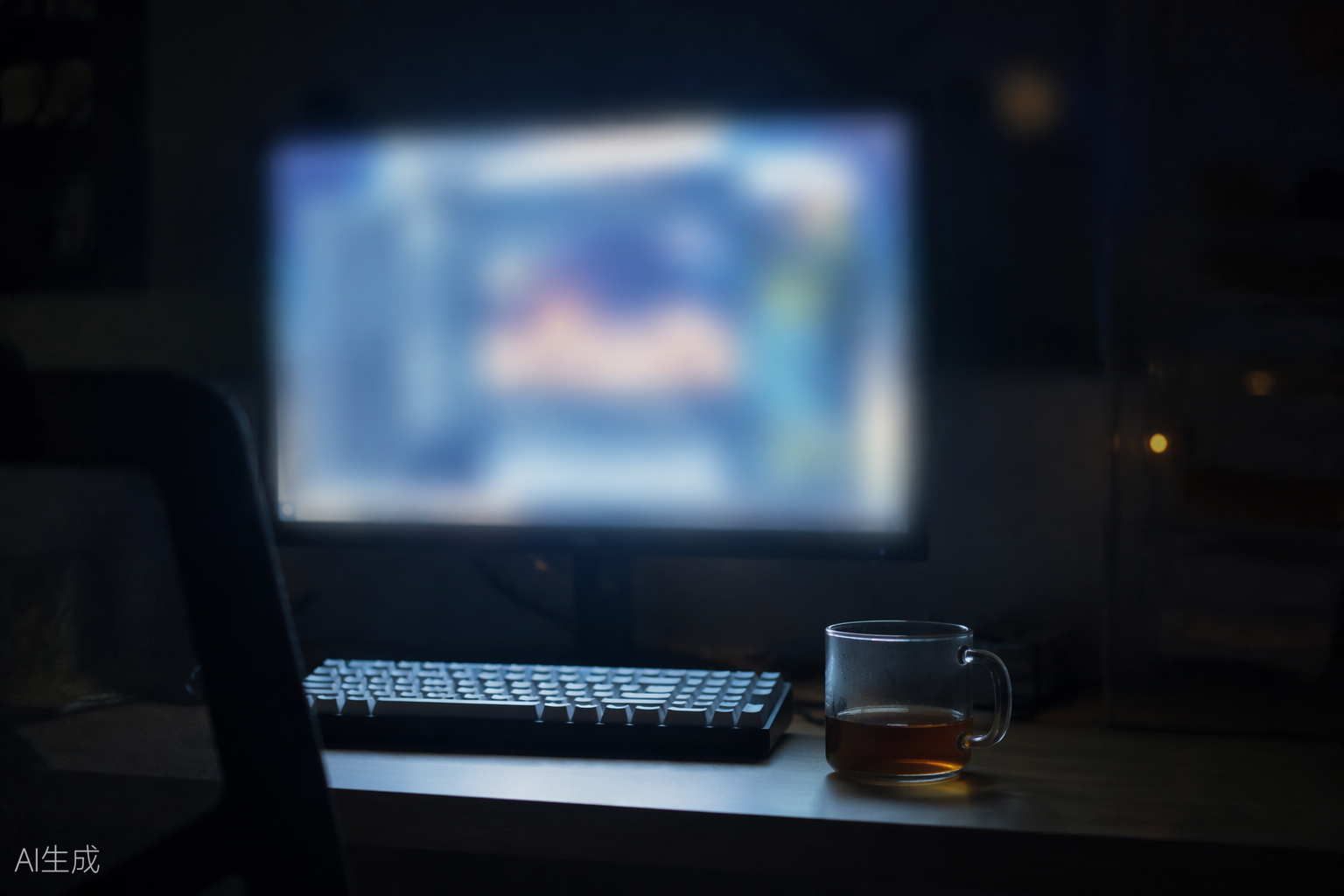 深夜亮着的电脑桌面